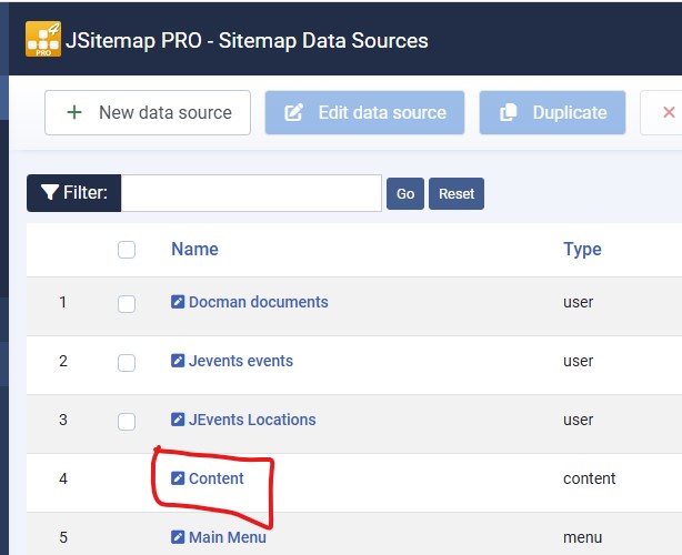 jsitemappro content data source