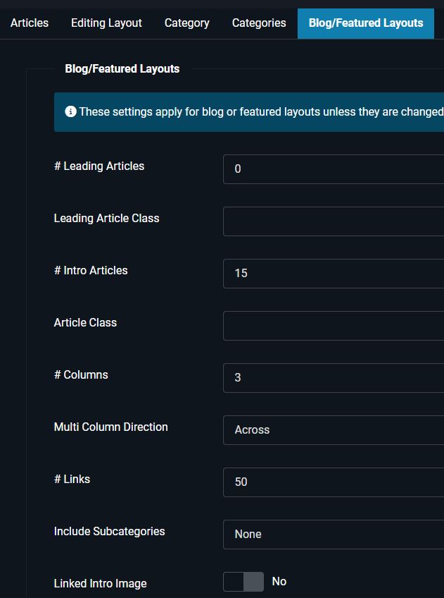 category blog set up
