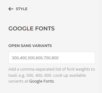 load google font variants