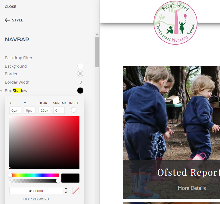 header menu top bar shadow