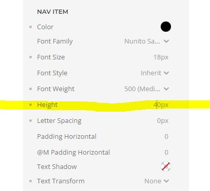 nav item height