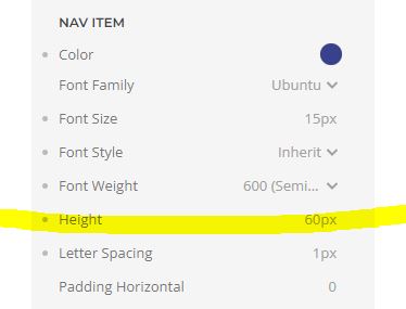 nav menu items line height