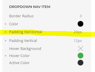 margin each side dropdown