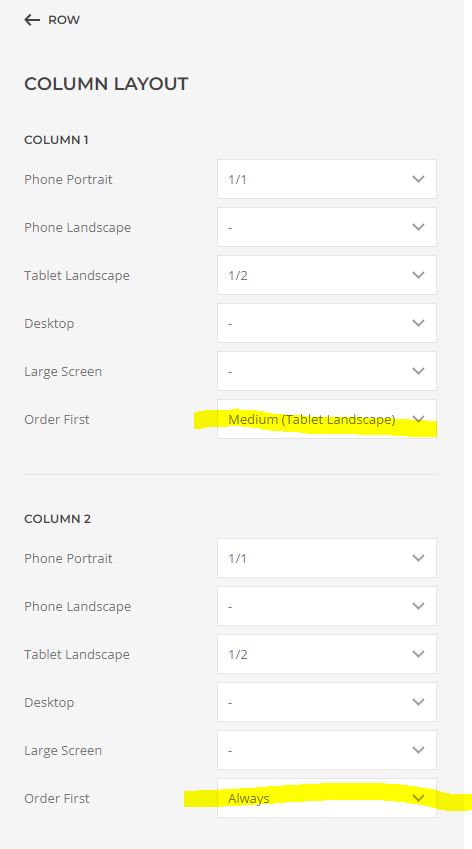 changing order of rows for mobile